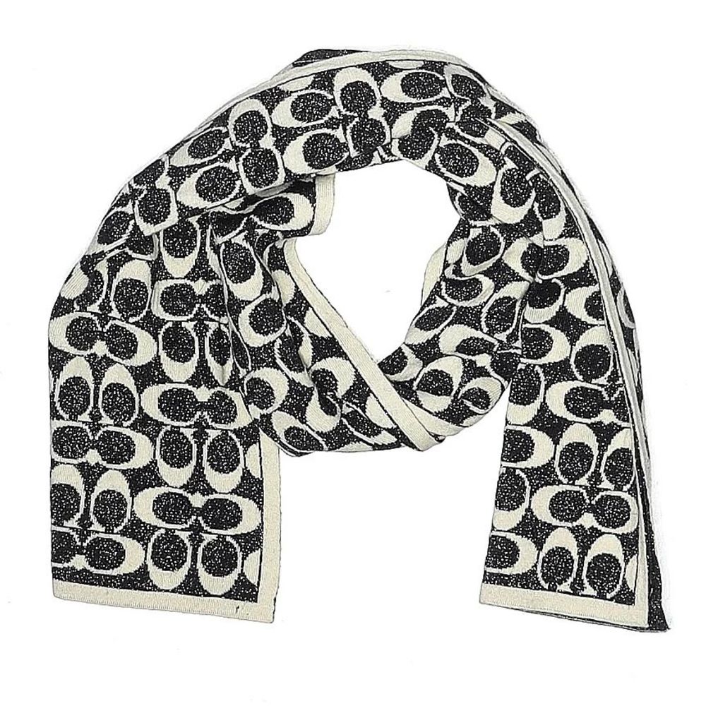 Coach Signature Glitter Reversible Wool Scarf